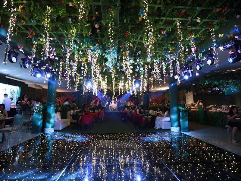 Detalhe da montagem de um evento no Green Place